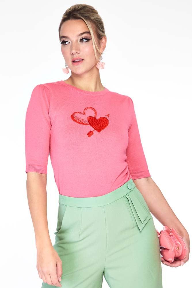 Cupid Heart 3/4 Sleeve Sweater-Voodoo Vixen-Dark Fashion Clothing
