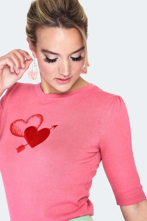 Cupid Heart 3/4 Sleeve Sweater-Voodoo Vixen-Dark Fashion Clothing
