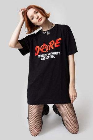 Dare T-shirt - Unisex-Long Clothing-Dark Fashion Clothing