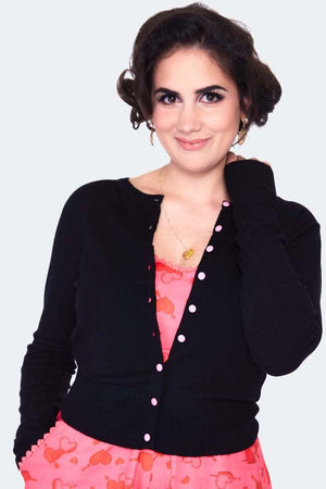 Dark Floral Emb Cardigan-Voodoo Vixen-Dark Fashion Clothing