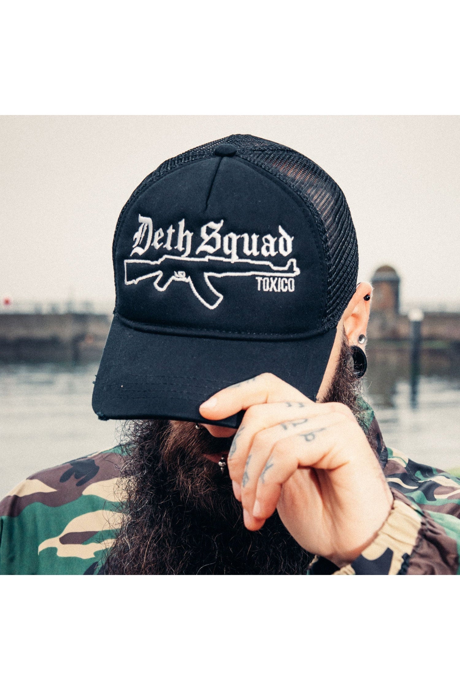 Deth Squad AK Distress Trucker Hat - Unisex-Toxico-Dark Fashion Clothing