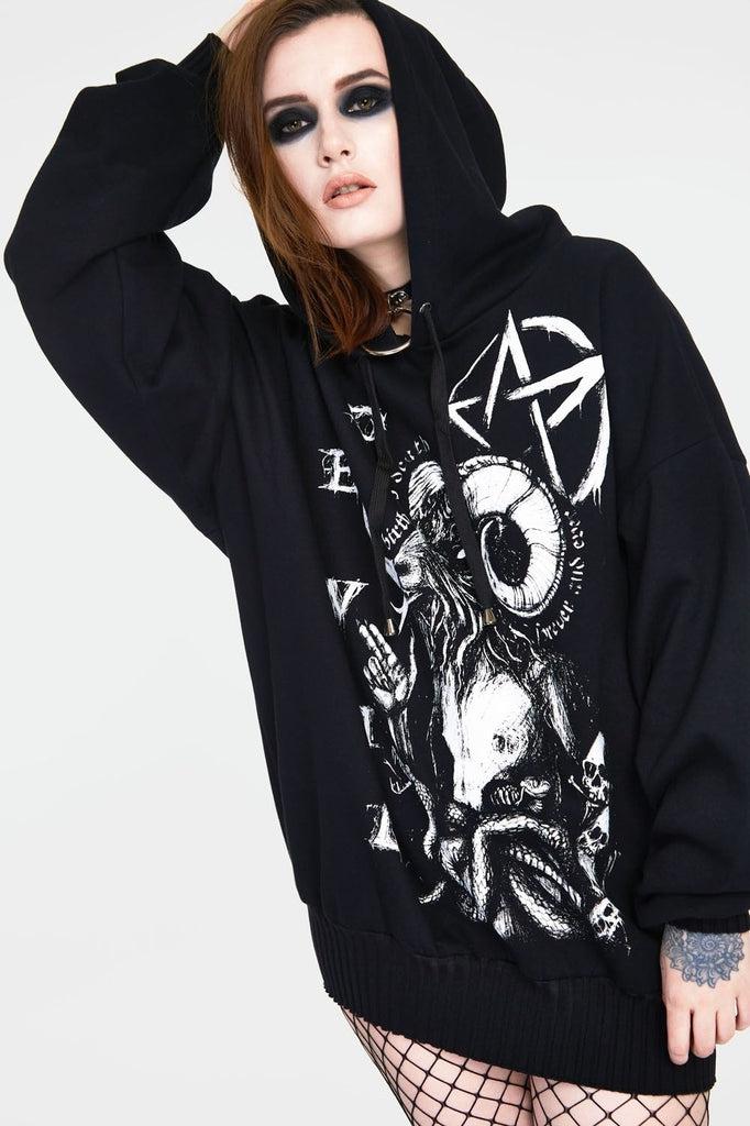 Devil Tarot Oversized Hoodie-Jawbreaker-Dark Fashion Clothing