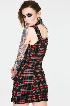 Disgraced Tartan Bodycon Dress-Jawbreaker-Dark Fashion Clothing