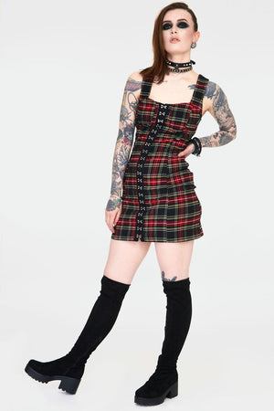 Disgraced Tartan Bodycon Dress-Jawbreaker-Dark Fashion Clothing