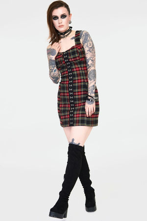 Disgraced Tartan Bodycon Dress-Jawbreaker-Dark Fashion Clothing