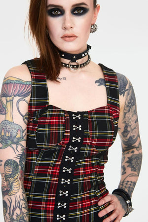 Disgraced Tartan Bodycon Dress-Jawbreaker-Dark Fashion Clothing