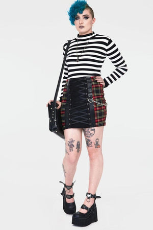 Disgraced Tartan Tube Skirt-Jawbreaker-Dark Fashion Clothing