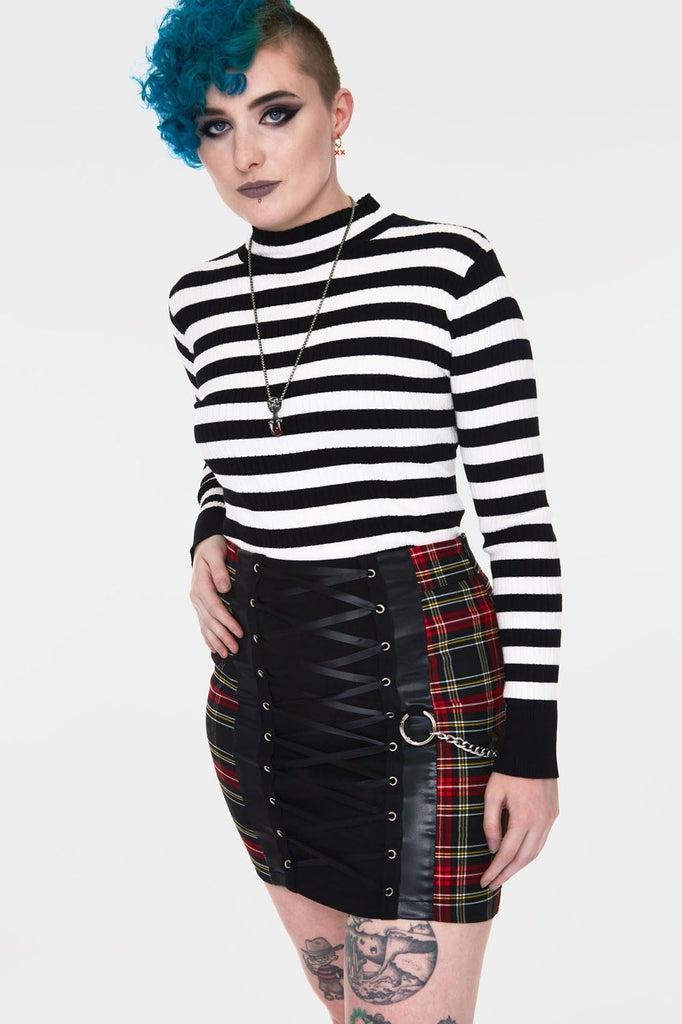 Disgraced Tartan Tube Skirt-Jawbreaker-Dark Fashion Clothing