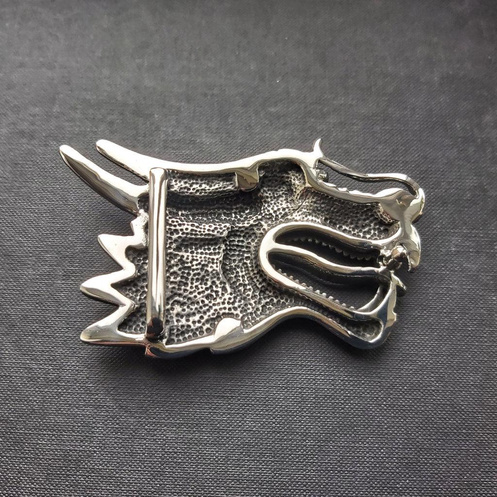 Dragon Belt Buckle - Steel - 0027-Badboy-Dark Fashion Clothing