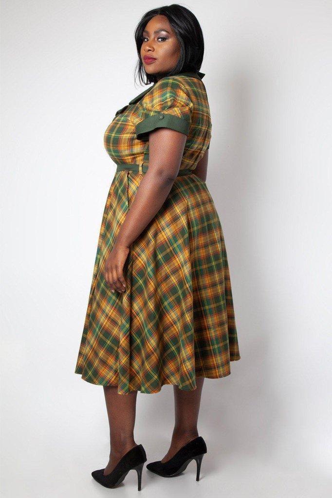 Ella Tartan Flared Dress by Voodoo Vixen - Dark Fashion Clothing Ella Tartan Flared Dress by Voodoo Vixen - Dark Fashion Clothing