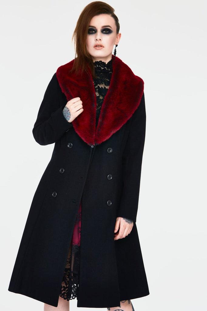 Enchantress Coat with Red Faux Fur-Jawbreaker-Dark Fashion Clothing