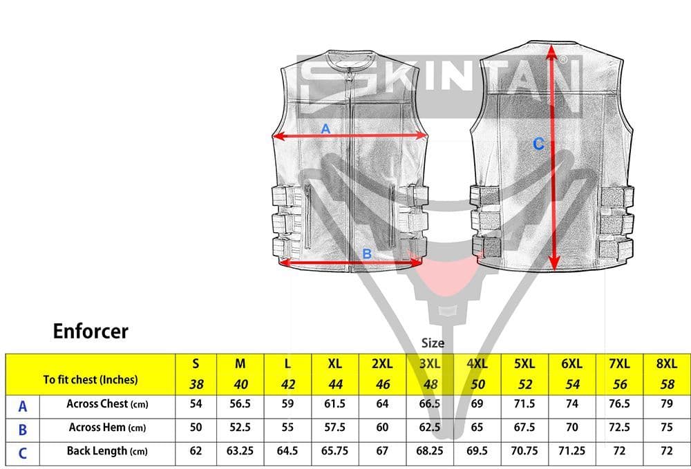 Enforcer Leather Tactical Style Biker Vest-Skintan Leather-Dark Fashion Clothing