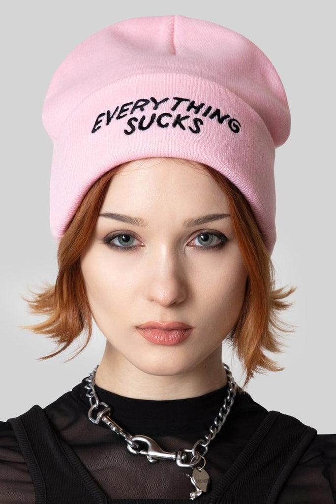 Everything Sucks Beanie - Unisex-Long Clothing-Dark Fashion Clothing