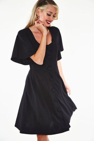 Felicity Fuller Sleeve Flare Dress-Voodoo Vixen-Dark Fashion Clothing