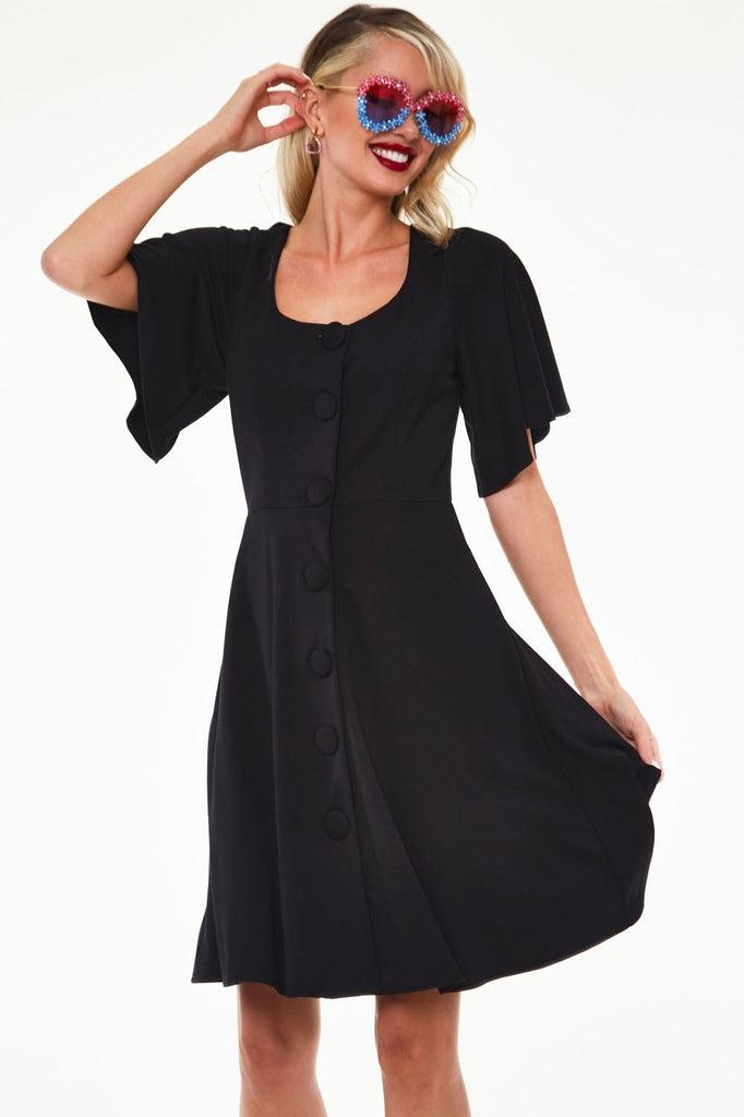 Felicity Fuller Sleeve Flare Dress-Voodoo Vixen-Dark Fashion Clothing