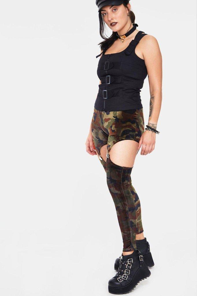 Fight Me Velvet Harness Leggings-Jawbreaker-Dark Fashion Clothing