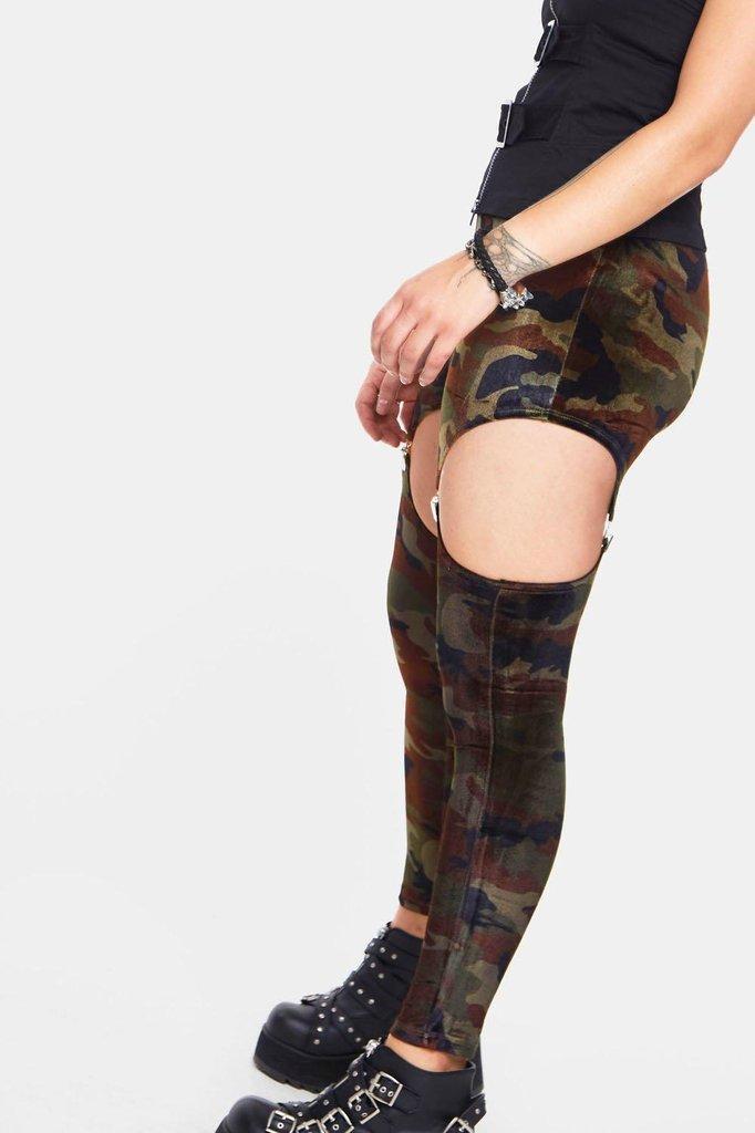 Fight Me Velvet Harness Leggings-Jawbreaker-Dark Fashion Clothing