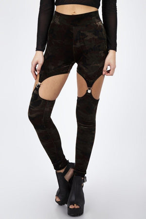Fight Me Velvet Harness Leggings-Jawbreaker-Dark Fashion Clothing