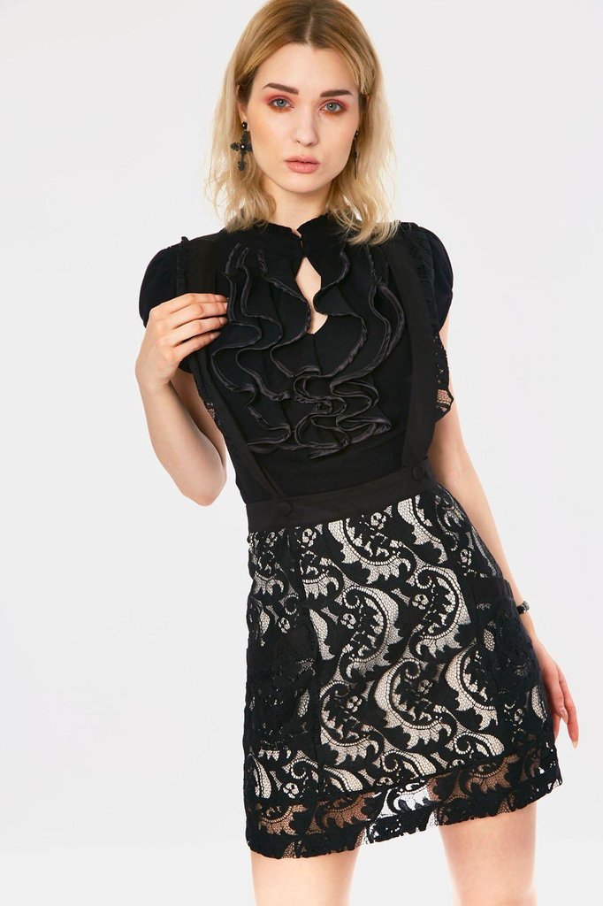 Frill Me Lace Suspender Skirt-Jawbreaker-Dark Fashion Clothing