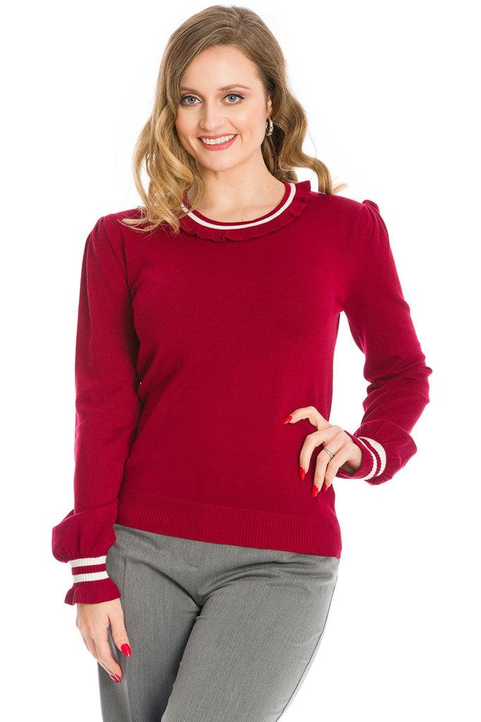 Frill Me Puff Sleeve Frill Jumper-Banned-Dark Fashion Clothing