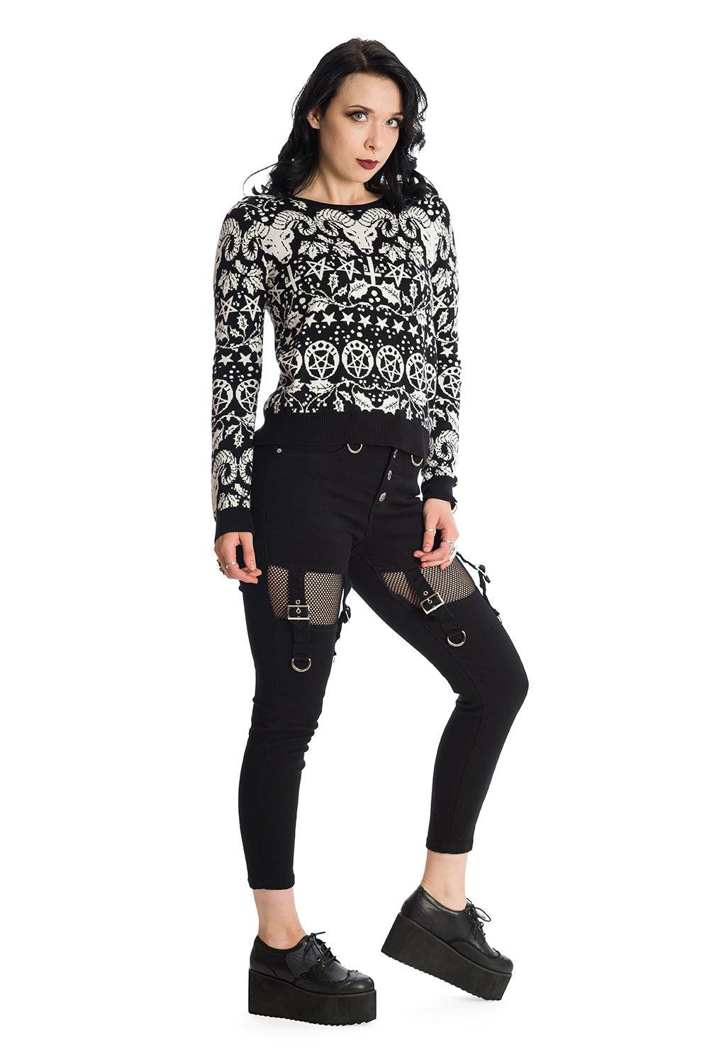 Goat Lord All Over Xmas Jumper-Banned-Dark Fashion Clothing