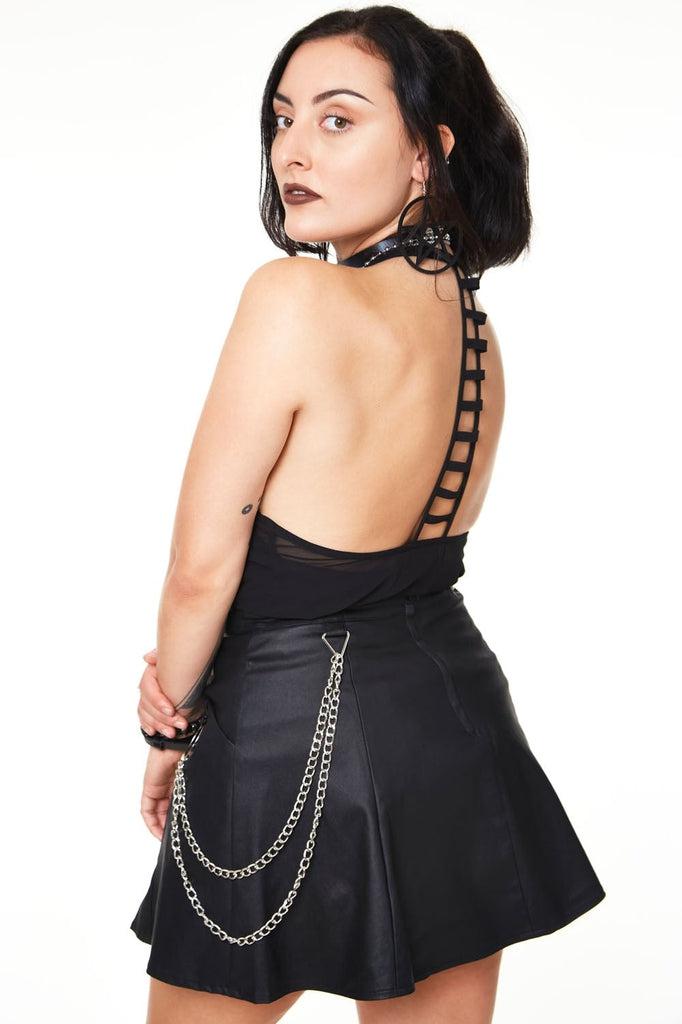 Gored Skirt With O-ring Detail-Jawbreaker-Dark Fashion Clothing