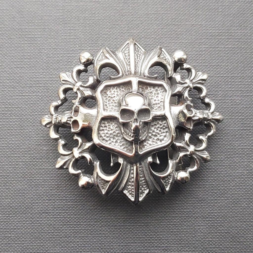 Gothic Skull Belt Buckle - Steel - 0015-Badboy-Dark Fashion Clothing