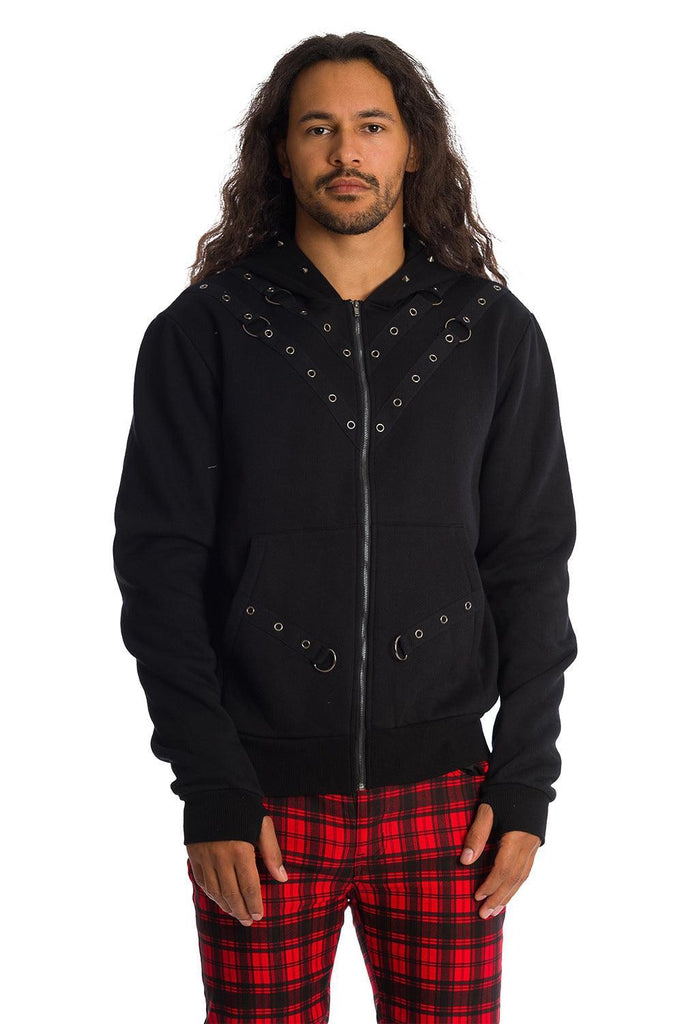 Gothic Studded Hoodie-Banned-Dark Fashion Clothing