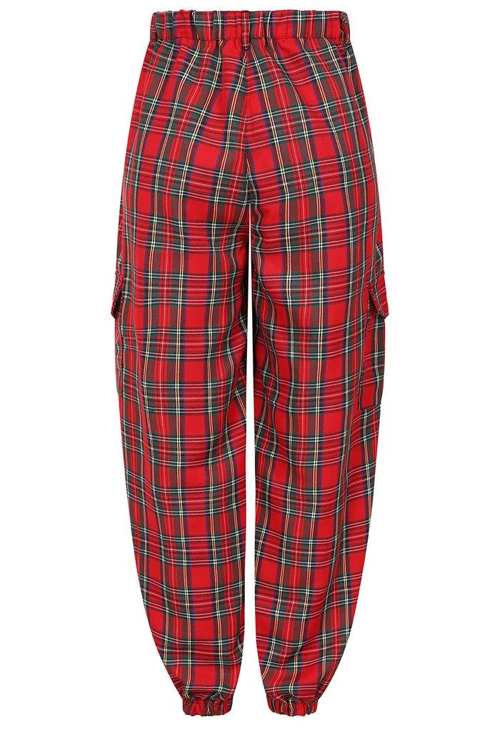 Gothic Tapered Tartan Trousers-Banned-Dark Fashion Clothing