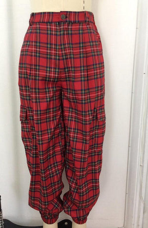 Gothic Tapered Tartan Trousers-Banned-Dark Fashion Clothing