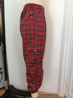 Gothic Tapered Tartan Trousers-Banned-Dark Fashion Clothing