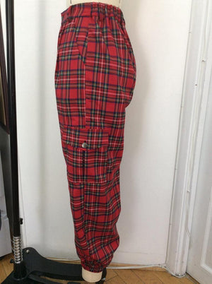 Gothic Tapered Tartan Trousers-Banned-Dark Fashion Clothing