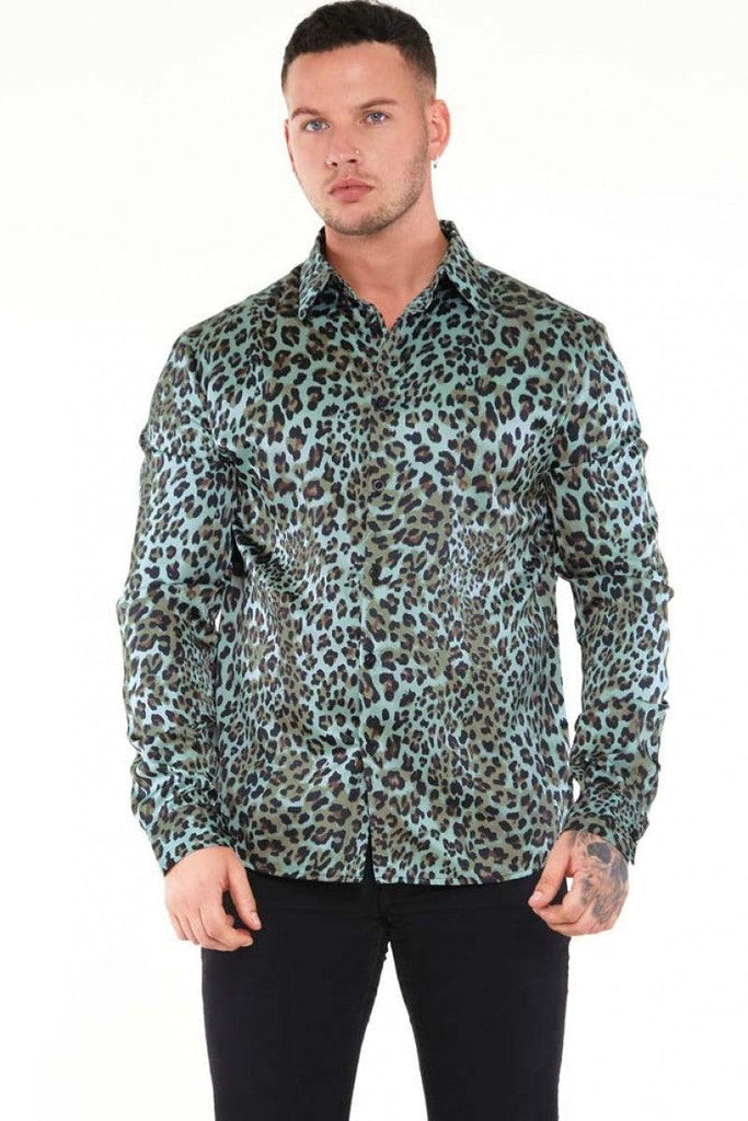 Green Leopard Long Sleeve Shirt-Jawbreaker-Dark Fashion Clothing