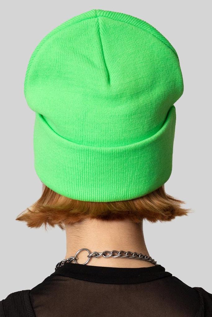 Green Satan Loves You Beanie - Unisex-Long Clothing-Dark Fashion Clothing