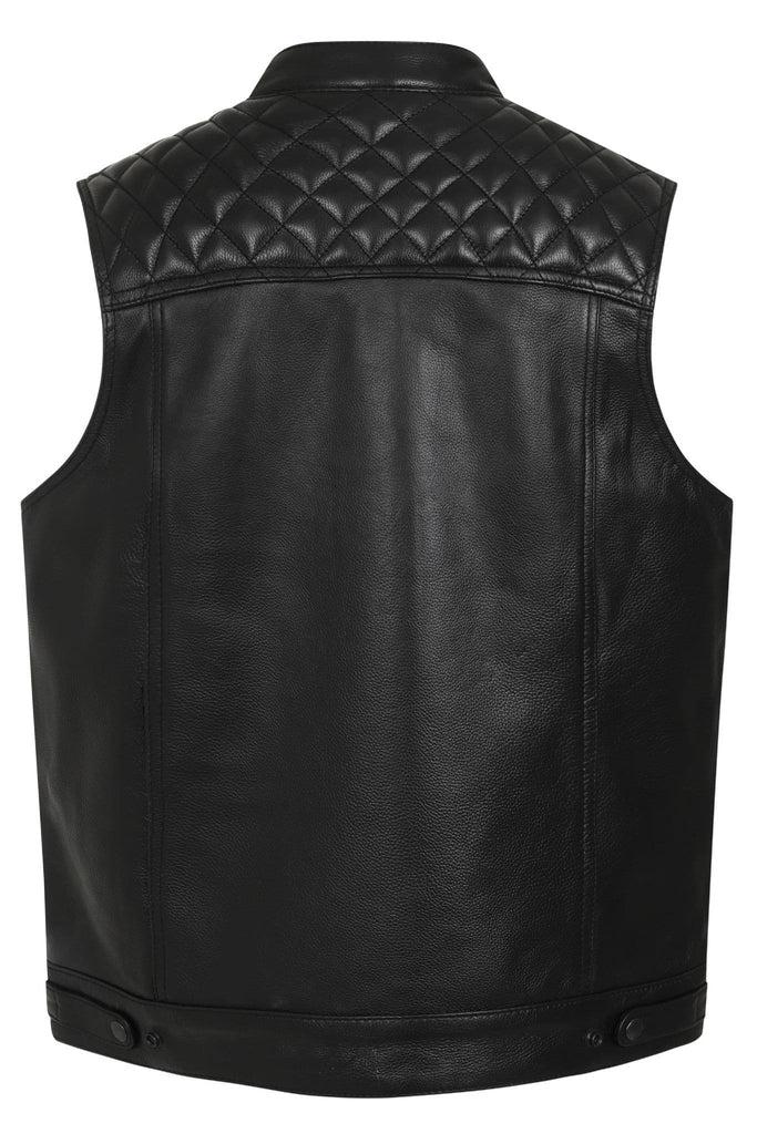 Gunner Leather Biker Vest-Skintan Leather-Dark Fashion Clothing