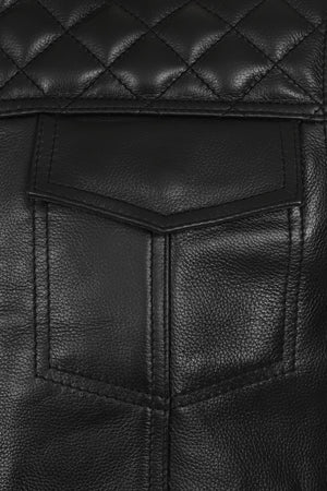 Gunner Leather Biker Vest-Skintan Leather-Dark Fashion Clothing