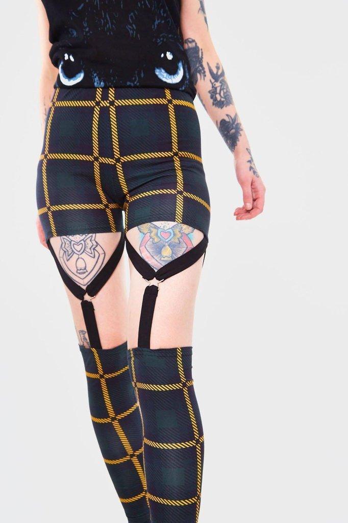 Head In The Clouds Plaid Harness Leggings-Jawbreaker-Dark Fashion Clothing
