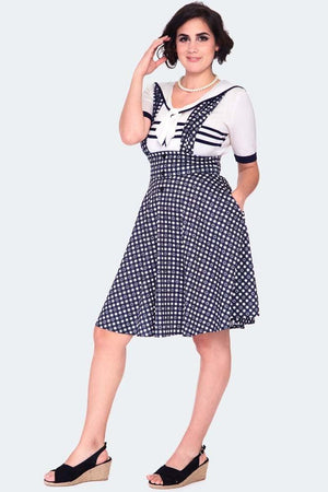 Heart Gingham Overall Flare Skirt-Voodoo Vixen-Dark Fashion Clothing