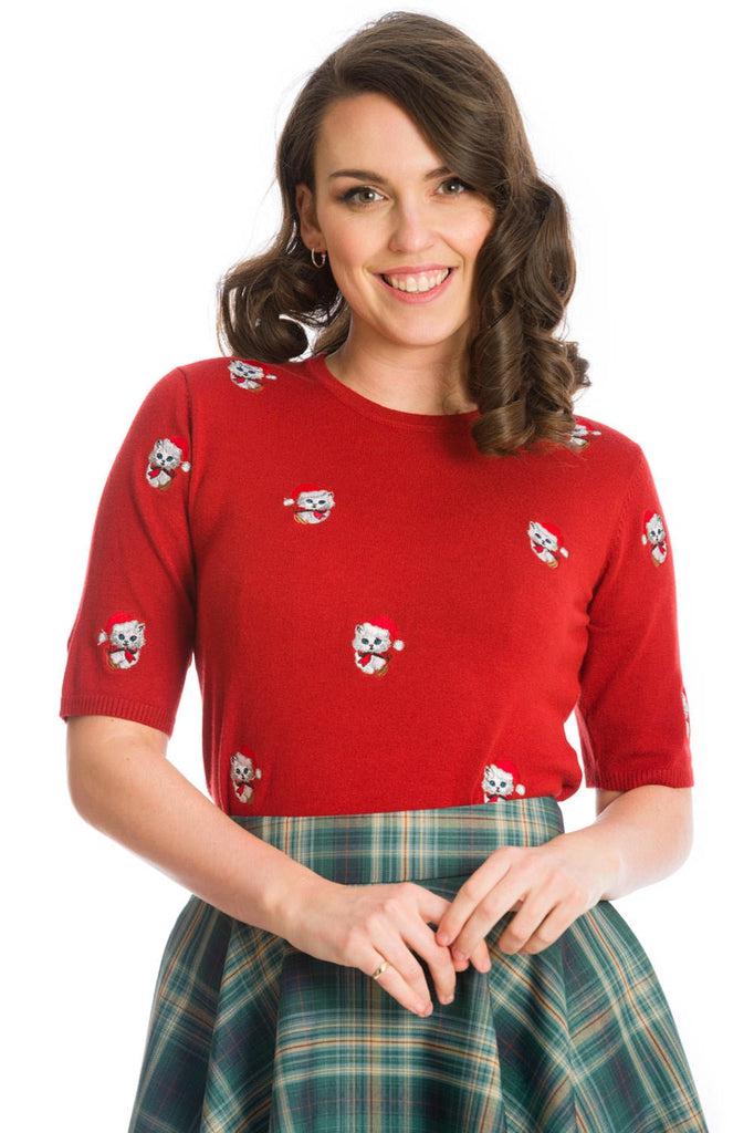 Holly Cat Jumper-Banned-Dark Fashion Clothing