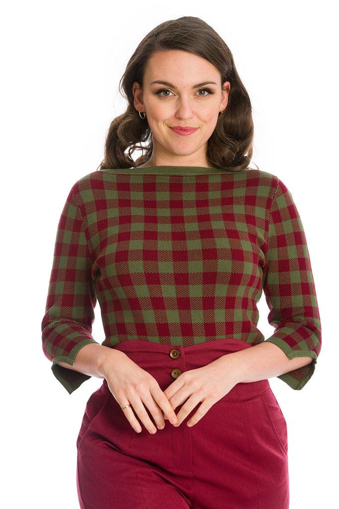 Houndstooth Knit Jumper-Banned-Dark Fashion Clothing