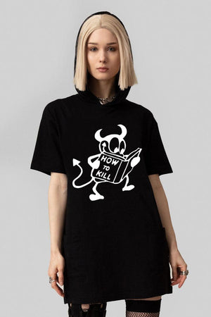 How To Kill - Hooded T-shirt-Long Clothing-Dark Fashion Clothing