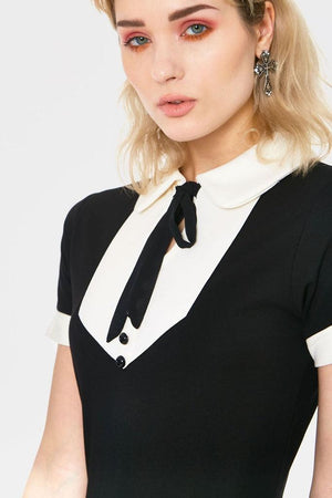 In A Mood Tie Neck Dress-Jawbreaker-Dark Fashion Clothing