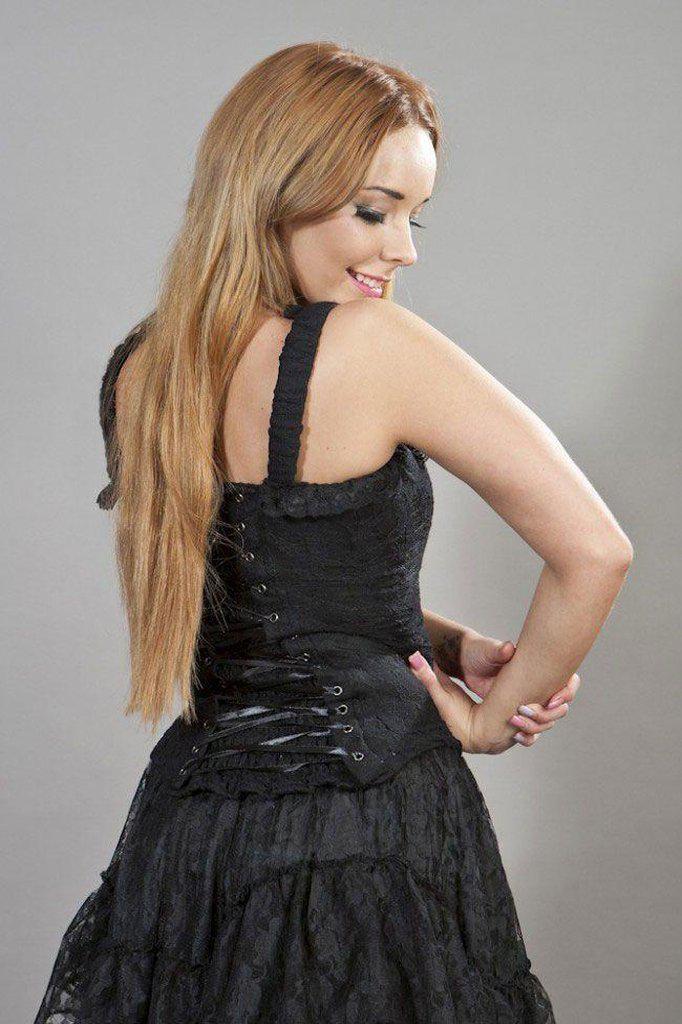 Janet Victorian Corset Top Lycra And Lace Overlay-Burleska-Dark Fashion Clothing