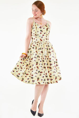 Julisa Honey Bee Print Flare Dress-Voodoo Vixen-Dark Fashion Clothing