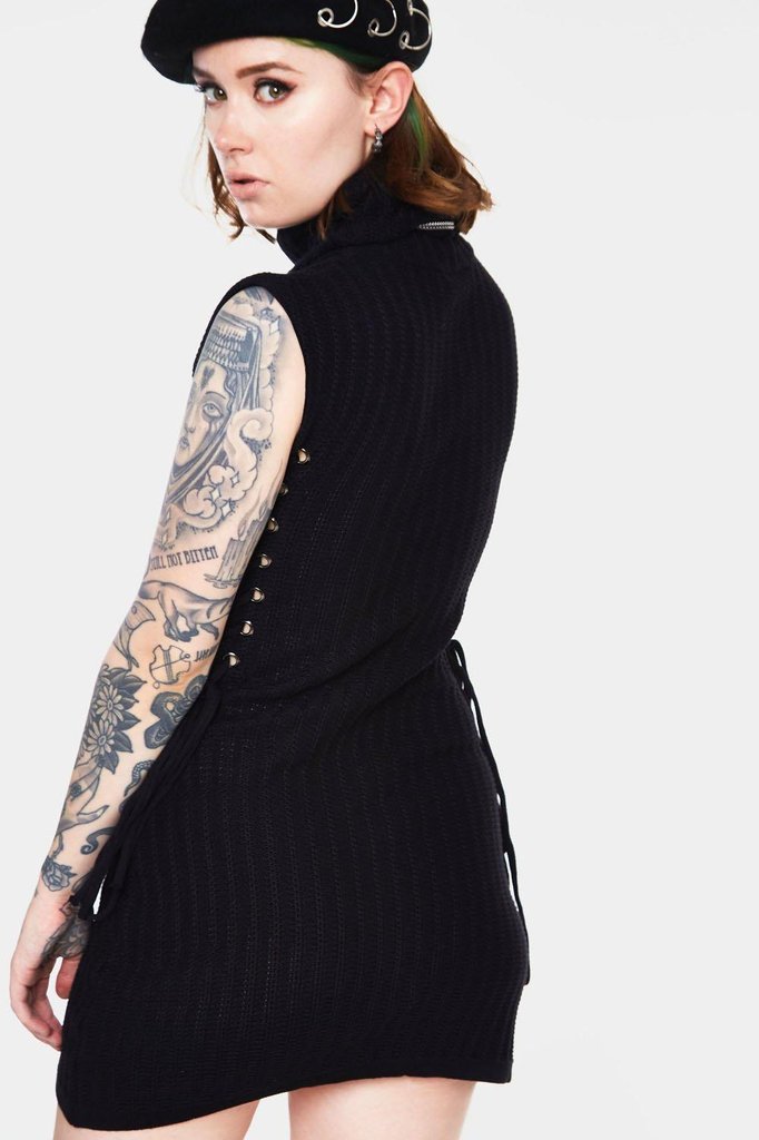 Knitted Turtle Neck Dress-Jawbreaker-Dark Fashion Clothing