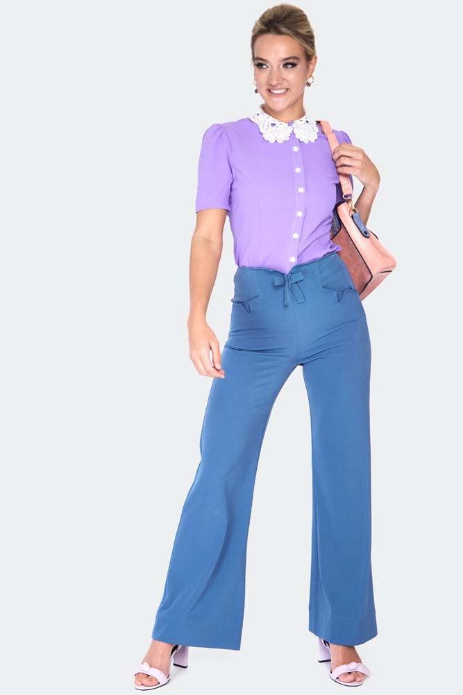 Lace Collar SS Blouse-Voodoo Vixen-Dark Fashion Clothing