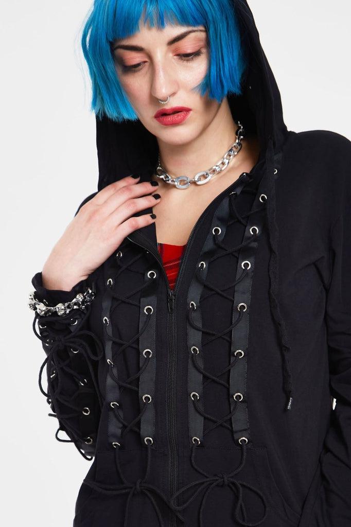 Lace Me Up Hoodie-Jawbreaker-Dark Fashion Clothing