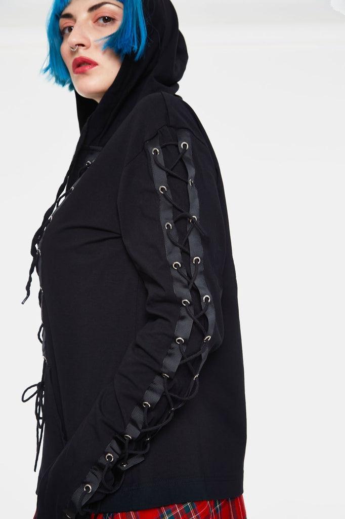 Lace Me Up Hoodie-Jawbreaker-Dark Fashion Clothing