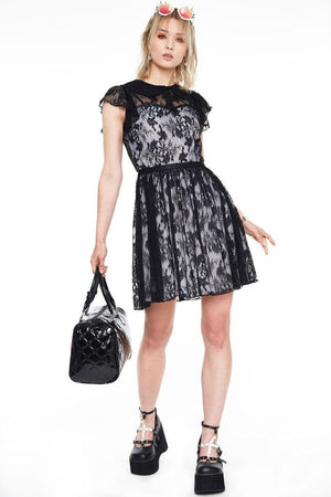 Lace Overlay Collar Dress-Jawbreaker-Dark Fashion Clothing