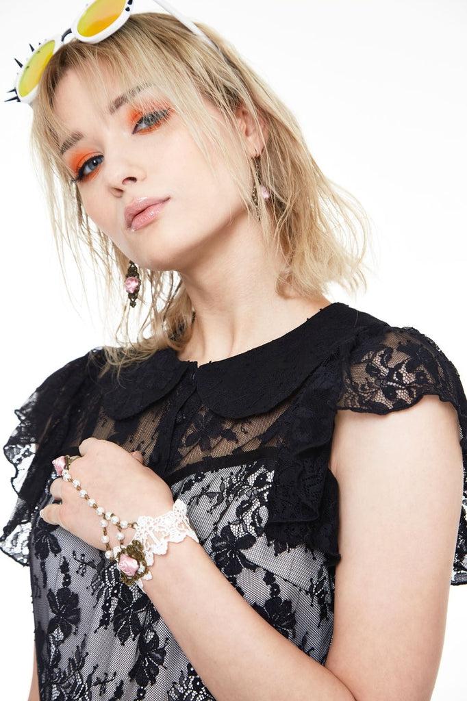Lace Overlay Collar Dress-Jawbreaker-Dark Fashion Clothing